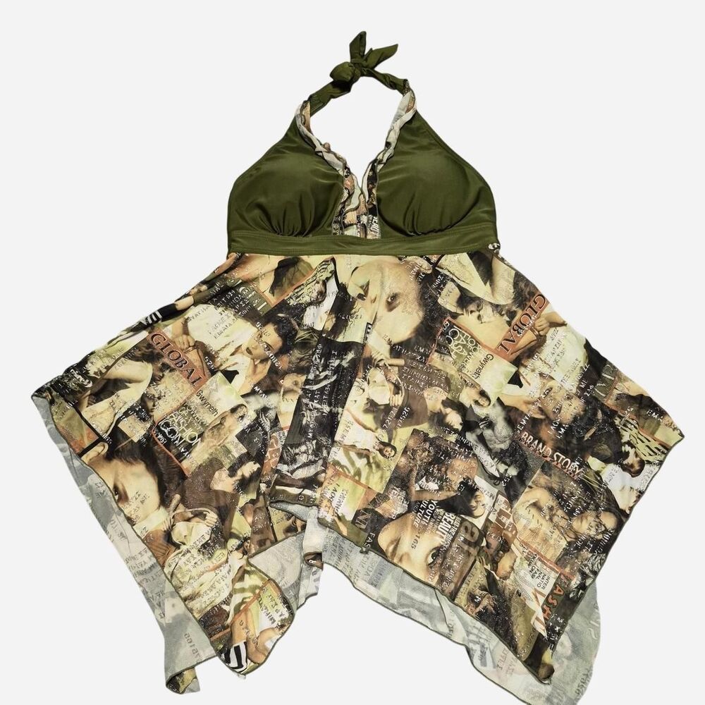 Fairy Grunge Women's Halter top Newspaper Print Size M